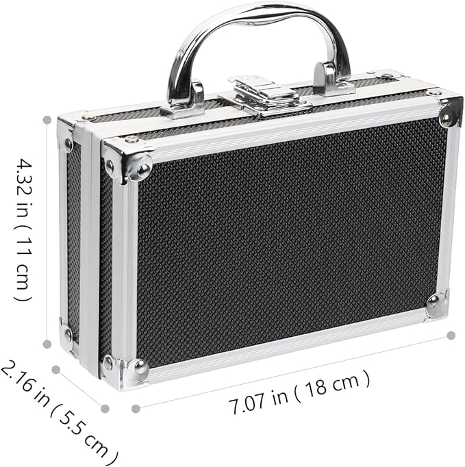 ERINGOGO Aluminum Attache Case - 7inch Lock Metal Briefcase with Ripple Foam, Hard Aluminum Carrying Case for Men, Universal Portable Tool Case for Laptop/Luggage/Instrument, Black