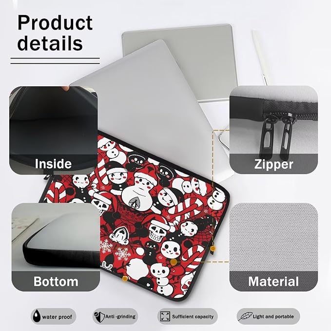 Christmas Snowman Printed Computer Bags for Laptops, Water Resistant 17 Inch Laptop Bag Laptop Briefcase Travel Case for Women Men Teens, Compatible with Most Laptops