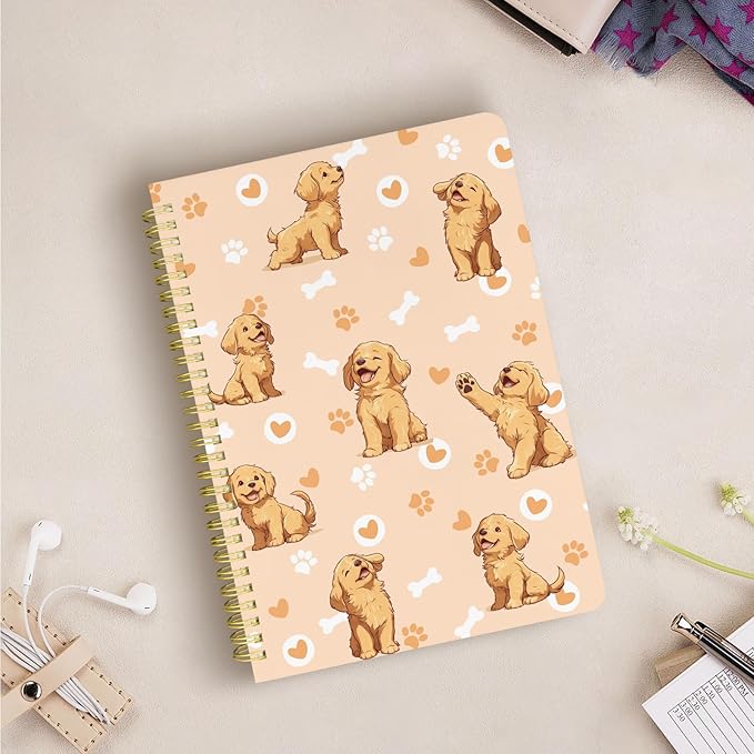 Cute Spiral Notebook journal B5 Aesthetic Pretty Design for Women Girls Kawaii with Pocket, 10 x 7.2 inch, Lined, Dogs