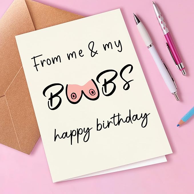 Funny Birthday Card, Happy Birthday From Me and Me, Rude Birthday Card for Boyfriend or Husband, Naughty Card for Him or Her, Funny Rude Gift, Joke Card, with Envelope