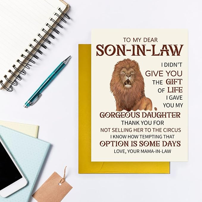 Unique Birthday Card Gifts Decorations for Son-In-Law, Cute Happy Son In Law Birthday Card Gift for Him Men