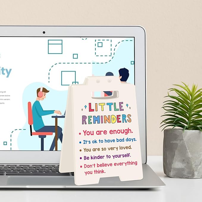 Office Desk Accessories Women Office Workspace Cubicle Decor Teacher Counselor Office Essential Little Reminders You Are Enough Mental Health Coworker Associates Christmas Inspirational Gift Beige