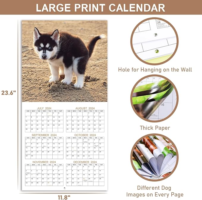 Gag Gifts - Pooping Dogs Calendar, 2025 Wall Calendar from January 2025 to December 2025, Funny Dogs Calendar, Funny Gag Gifts for Family, Friends, 11.8'' x 11.8''