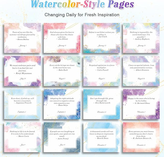 Motivational Calendar, Daily Flip Calendar with Inspirational Quotes, Perpetual Desk Calendar, Inspirational Gifts for Women, Office Decor for Women, Pink Desk Accessories for Women Men, Watercolor