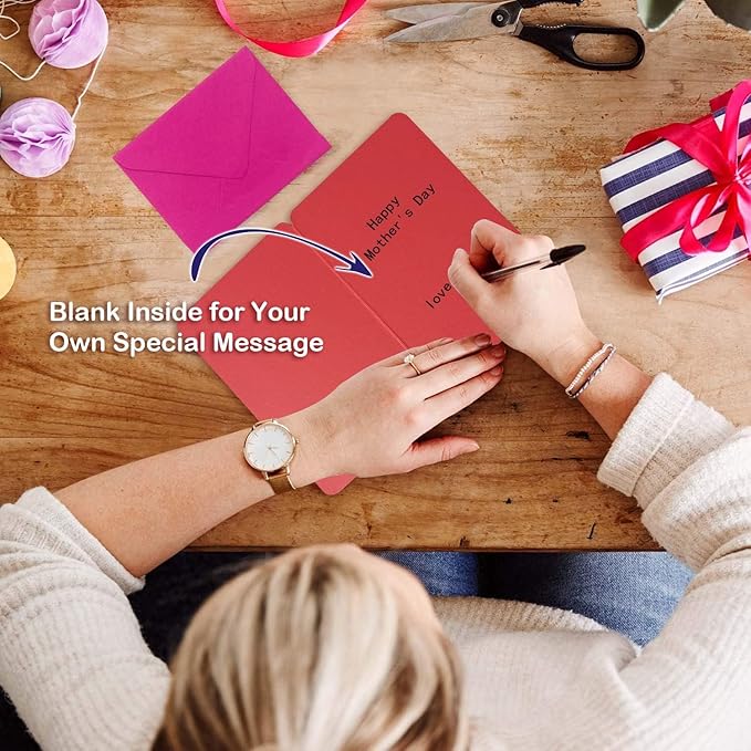 Mother's Day Gift Card from Daughter or Son,Wooden Birthday Card for Mum,I Love You Mom Birthday Gift Cards,Special Birthday Gift for Mum, Wooden Greeting Cards from Kids