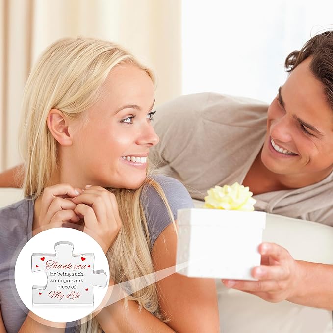 VELENTI Thank You Gifts - Engraved Acrylic Block Puzzle Thank You Present - Paperweights for Women, Men - Gifts for Friends, Coworkers - Heartwarming Therapist, Nurse Teacher Presents