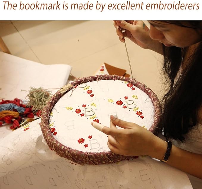 Personalized Hand Embroidered Corner Bookmark, Bookmarks for Women, Personalized Bookmark for Books, Cute Flower Book Mark, Hand Stitch Gift for Women for Book Lovers by HNQCPCVU (P, White)