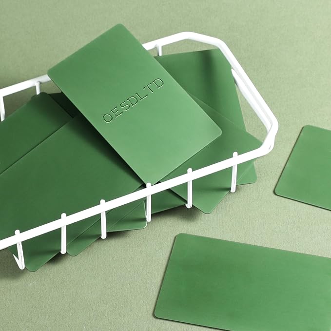 Thick Aluminum Metal Business Cards Anodized Aluminum 86 X 54 X 0.8mm 15 pcs Include Protector Sleeves (Deep Forest Green)