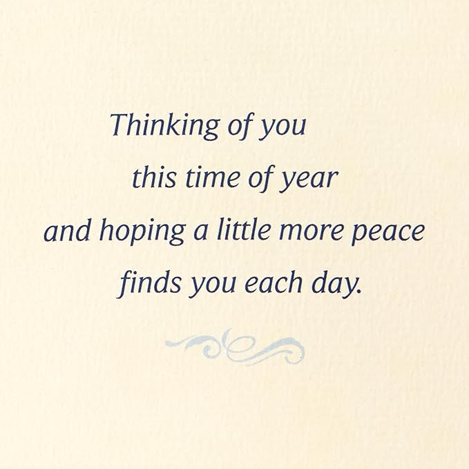 Hallmark Sympathy Card for Anniversary of Death (Caring Thoughts Never Stopped) for Widow, Widower, Friend