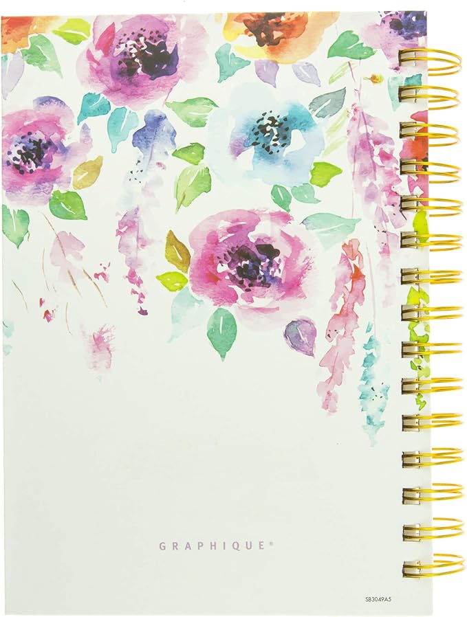 Graphique Designer Notebooks - Hanging Flower Garden - Spiral Bound Writing Journals for Offices, Schools, Classrooms, and More - Hard Cover with 160 Ruled Pages (6.25" x 8.25")