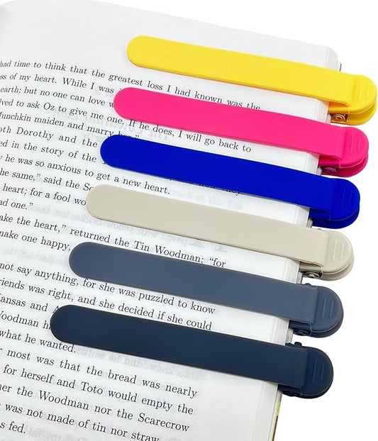 6Pcs Automatic Bookmark, Silicone Smart Book Marks for Reading Women, Men, Kids,Cute Unique Book Markers Bookmark Clip Reading Accessories Gifts for Book Lovers