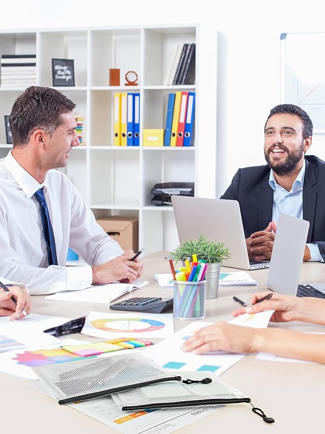 JARLINK 20 Pack Zipper Mesh Document Pouch, 6x9 Inch/A5, Plastic Water-Resistant File Bags, for School Office Supplies, Cosmetics Travel Storage, Assorted Color