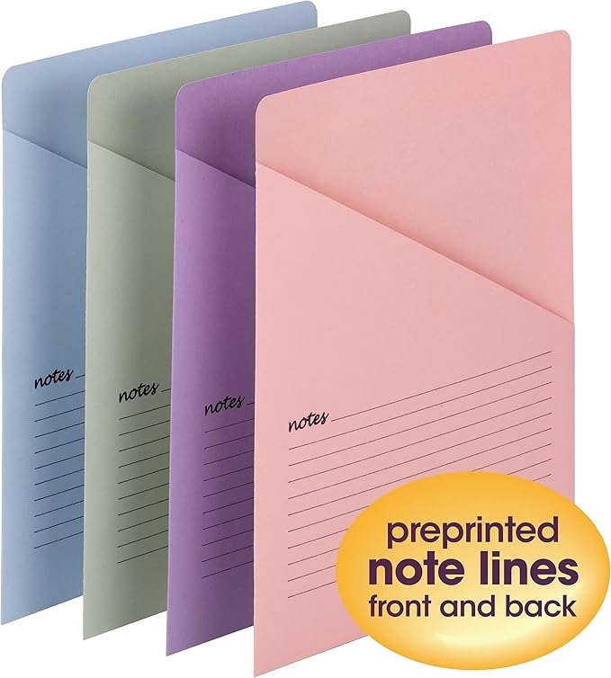 Smead Organized Up Notes Slash File Jacket, Letter Size, Assorted Colors, 12 per Pack (75429)