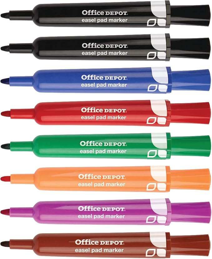 Office Depot(R) Easel Pad Markers, 100% Recycled, Assorted, Pack Of 8, FC102607