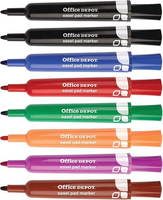 Office Depot(R) Easel Pad Markers, 100% Recycled, Assorted, Pack Of 8, FC102607