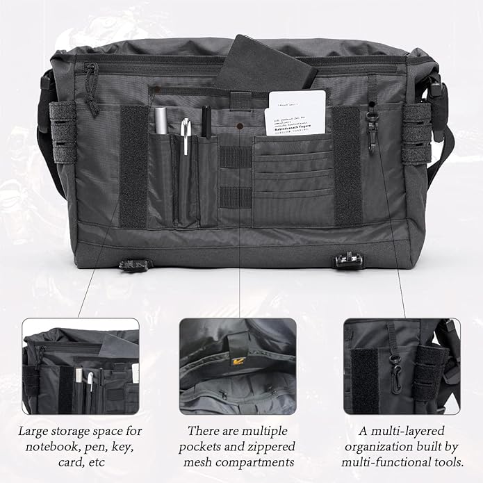 VEAGIA Messenger bag Laptop bag Briefcase Molle system Tactical style Detachable shoulder strap Shoulder Bags
