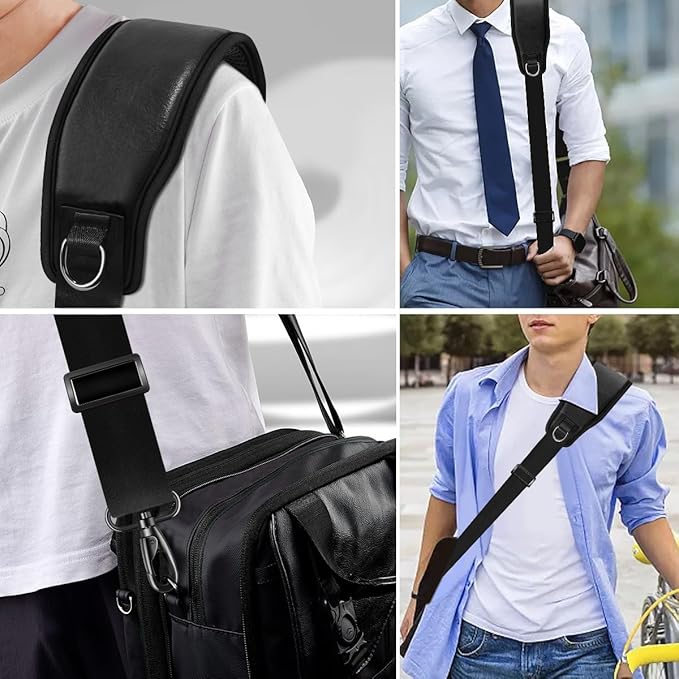 ZINZ Bag Shoulder Strap 78 inch with Ultra Cushion Breathable Pad, Durable Strap with Double Adjustable Buckles and Metal Hooks for D-ring Bags,Black