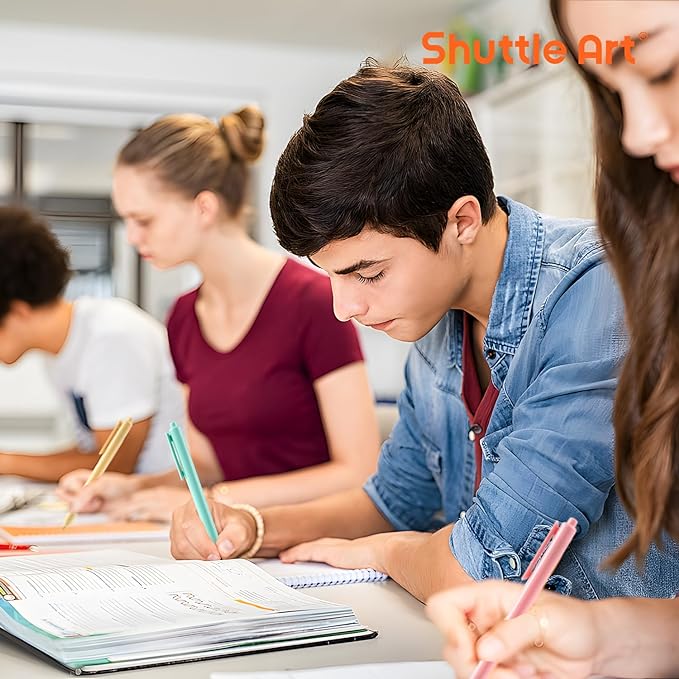 Shuttle Art Retractable Pastel Gel Ink Pens, 11 Pack Black Ink Pens, Cute Pens 0.5mm Fine Point for Writing Journaling Taking Notes School Office Home