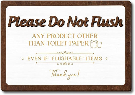 Please Do Not Flush Sign For Bathroom - Please Do Not Flush Anything Except Toilet Paper Sign, Bathroom Rules Sign For Business, Septic Sign for Bathroom