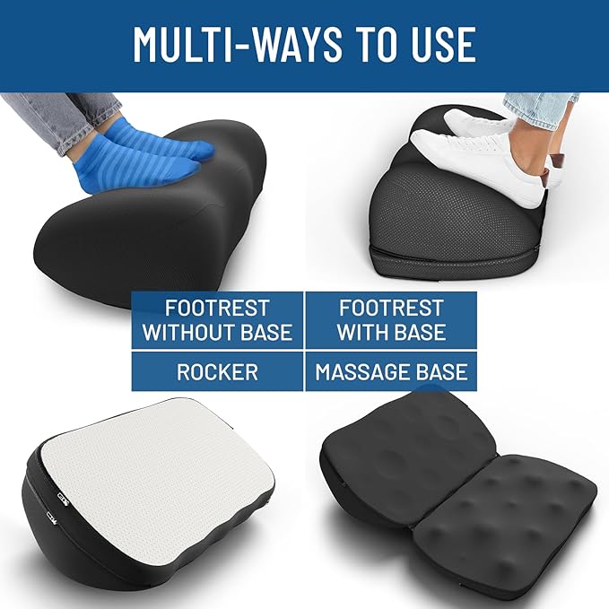 Everlasting Comfort Foot Rest for Under Desk at Work with Pressure Point Nodes - Memory Foam Office Foot Stool & Under Desk Footrest Leg Elevation Pillow for Gaming & Home Office, Supports Posture