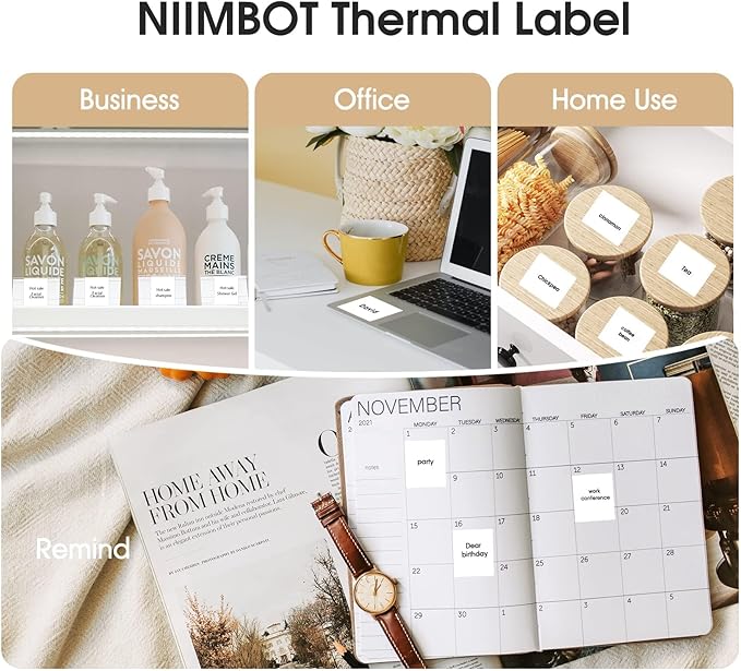NIIMBOT Labels for B21/B3S Label Printer, Thermal Labels 2'' x 2.76''(50x70mm), Waterproof, Oil-Proof Sticker Labels, 1 Roll of 110 Sticker Labels (White)