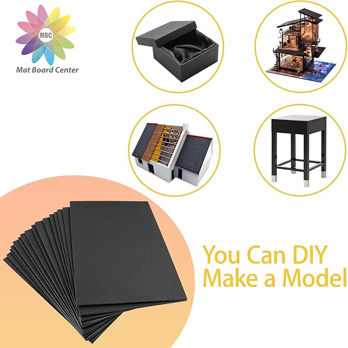 Mat Board Center, Pack of 10 Acid-Free Foam Boards, 5x7 inch Black Foam Boards, 3/16" Thick