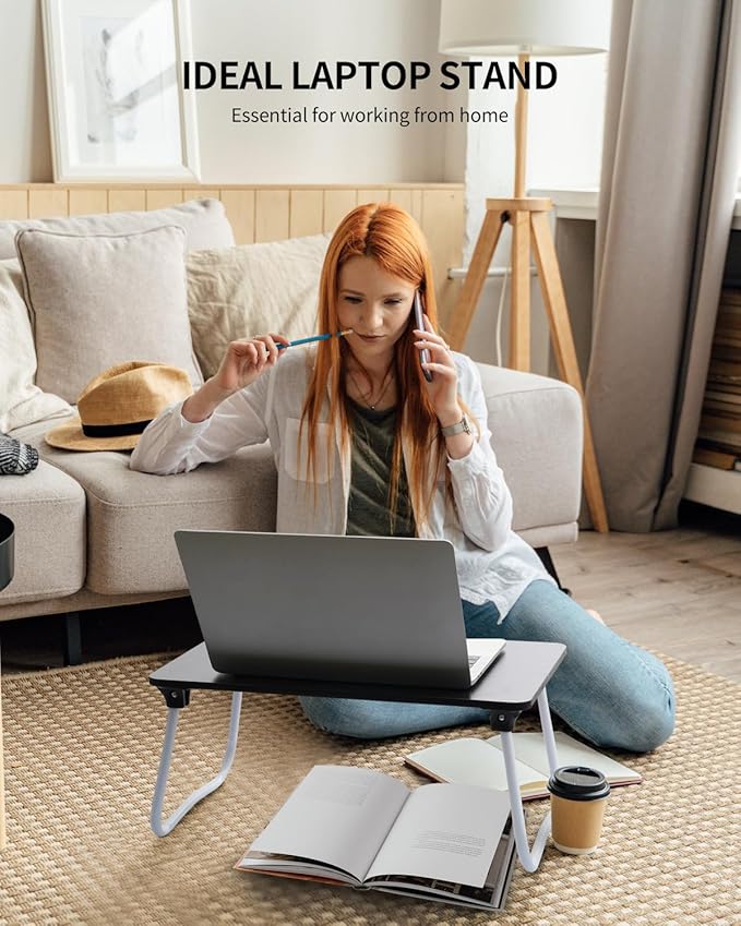 Ruxury Foldable Lap Desk Laptop Stand Bed Desk Table Tray, Breakfast Serving Tray, Portable & Lightweight Mini Table, Lap Tablet Desk for Sofa Couch Floor - Black