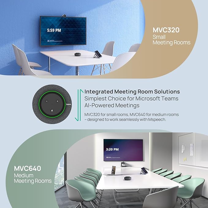 Yealink MSpeech USB Speakerphone with Teams Certificed 10 Microphone Arrays 19.6ft Pickup Radius 4W HD Full-Duplex Speaker with AEC for Medium-Sized Conference Room Microsoft AI Transcription