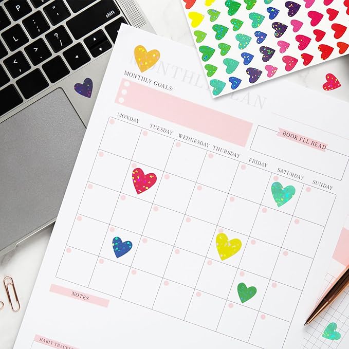 Shiny Heart Shape Stickers, 0.5 Inch Glitter Heart Stickers for Kids Reward/Birthday Party Decoration/Wedding/Classroom Teacher Supplies(Multicolored)