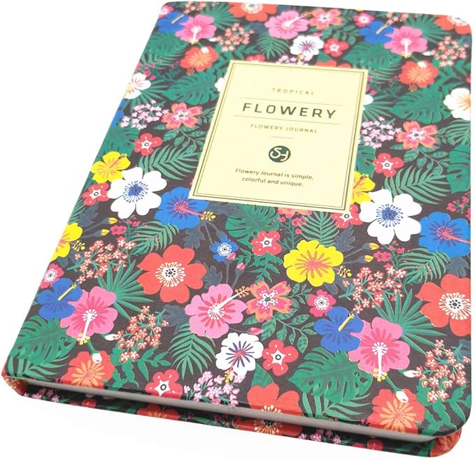Flowery Journal, Planner Notebook and Calendar Schedule Organizer (Green Tropical, A6(7 inch))