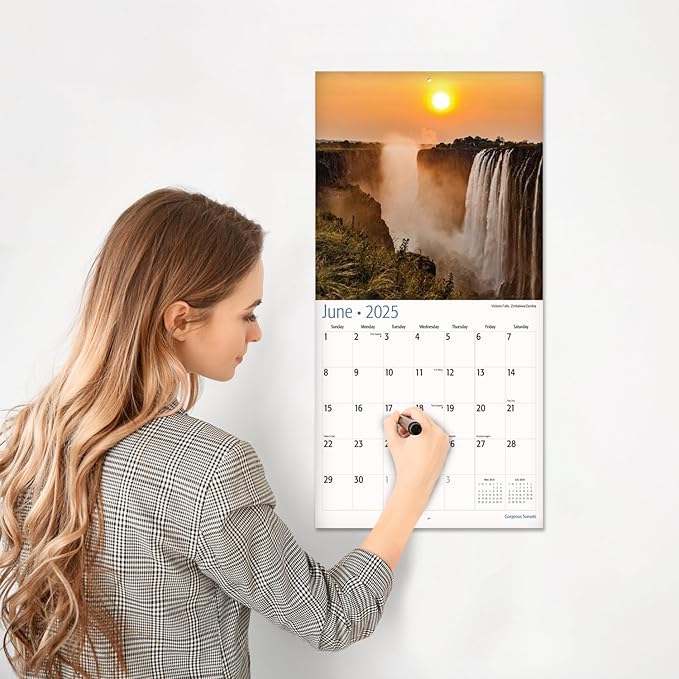 RED EMBER Gorgeous Sunsets 2025 Wall Calendar 12 Month | 12" x 24" Open | Thick & Sturdy Paper | Giftable | Calendar 2025