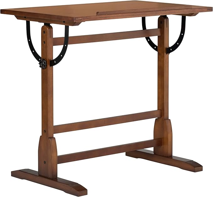SD Studio Designs Vintage Rustic Oak Top Adjustable Drafting Craft Drawing Hobby Table Writing Studio Desk, 36''W x 24''D