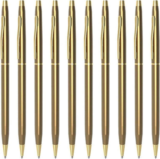 Cambond Ballpoint Pens Fancy Pens - Black Ink Bulk Pens 1.0 mm Medium Point Retractable Metal Pen Comfortable Writing for Men Women Police Uniform Office Business, 10 Pack (Rose Gold)