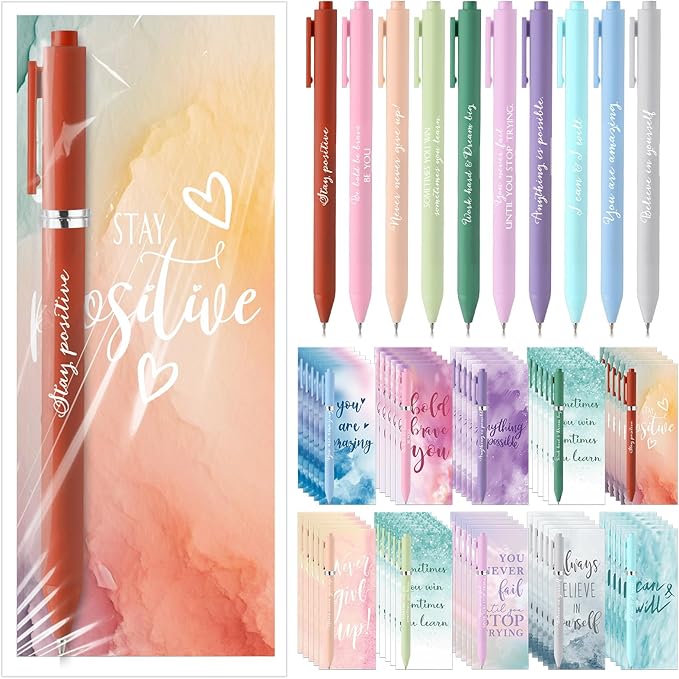 Quelay 30 Set Christmas Inspirational Gift Bulk with Motivational Pens Inspiring Quote Bookmarks Team Building Gifts for Employees Appreciation Team Women Staff Gifts Bulk Volunteers(Inspirational)