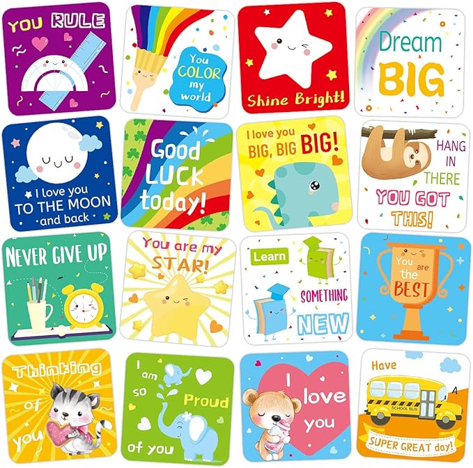 Fancy Land 60 Lunch Box Notes for Kids Cute Motivational and Inspirational Thinking of You Cards for Boy’s and Girl’s Lunchbox