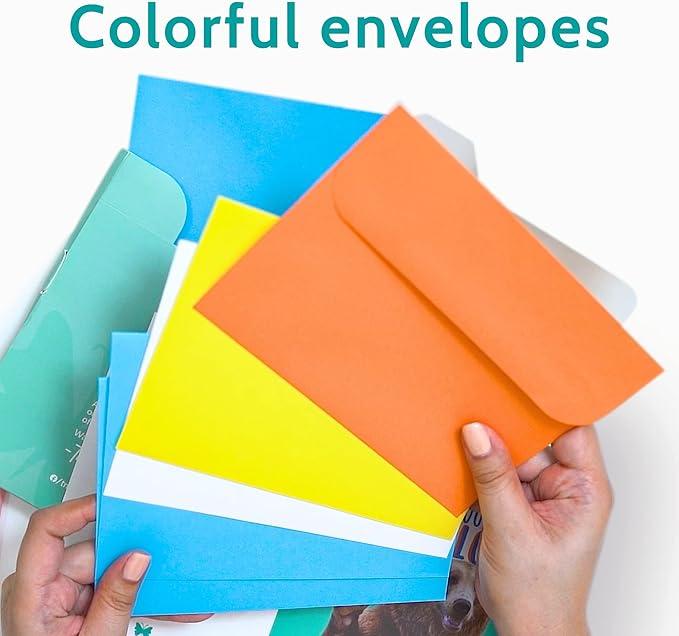 T MARIE 24 Funny Animal Greeting Cards - Humorous Designs with No Repeats - 4.5” x 6.25” Bulk Note Cards for Friends, Kids, Students, Teachers, Summer Camp and More