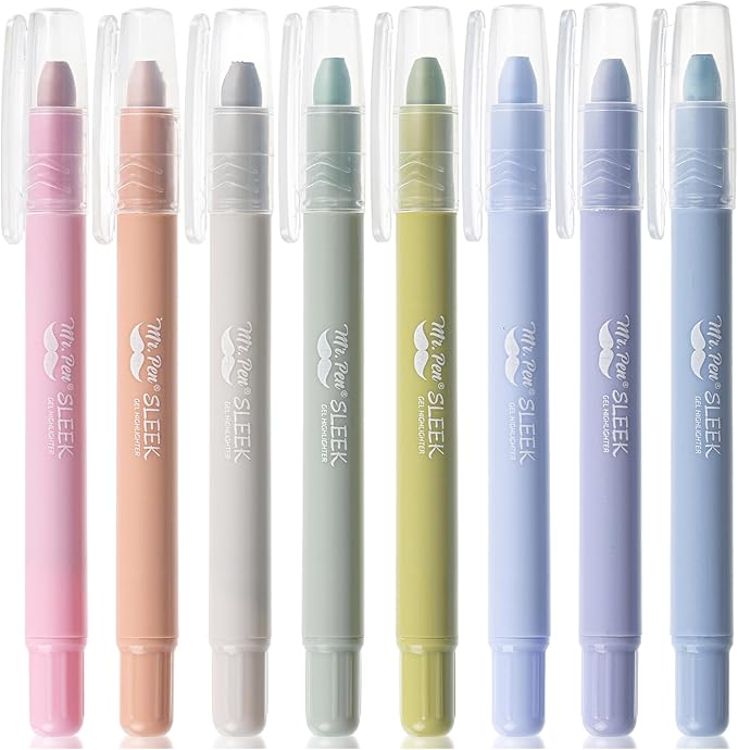 Mr. Pen- Gel Highlighter, 8 Pack, Morandi & Vintage Colors, Bible Highlighters No Bleed, No Bleed Highlighters, Bible Highlighter, Bible Markers, Gel Highlighters for Bibles, Highlighter