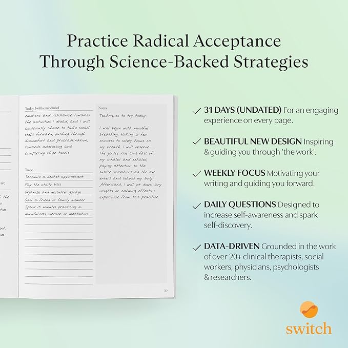 Switch Research Complete Mindfulness Planner Bundle - 3 Planners - Evidence-Based Life Organizer Set - 93-Day Goal Planner Collection to Develop Radical Acceptance - Daily planner With Prompts Bundle