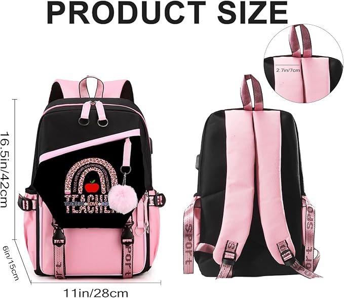 Teacher Backpack for Women,16.5 Inch Laptop Backpack With USB Charging Port Large Capacity Travel Backpack,Pink (Teacher Backpack, One Size)