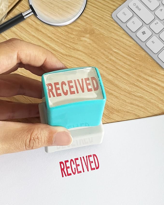 WAFJAMF Received Stamps–Received Self Inking Rubber Stamp Red Ink Message Stamp-Medium