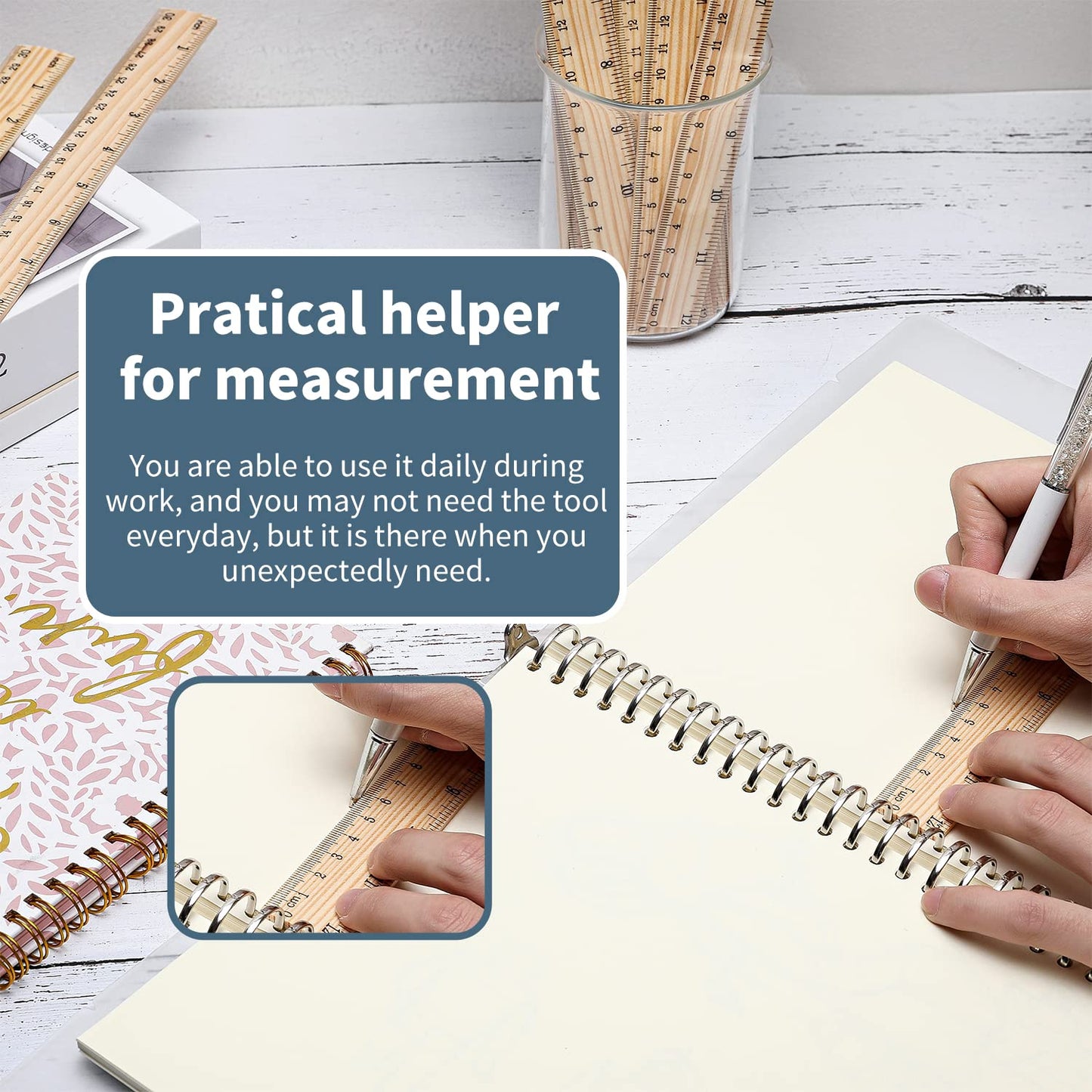 25 Pack Wooden Ruler 12 Inch Rulers Bulk Wood Measuring Ruler Office Ruler 2 Scale