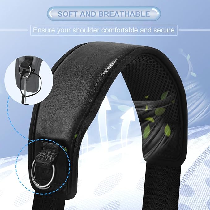 ZINZ Bag Shoulder Strap 78 inch with Ultra Cushion Breathable Pad, Durable Strap with Double Adjustable Buckles and Metal Hooks for D-ring Bags,Black