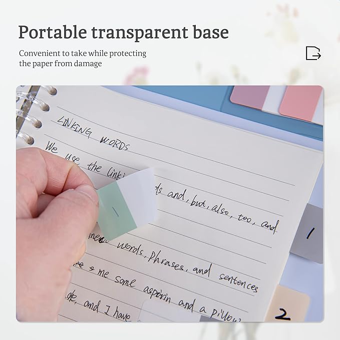 Golcellia 300 Pieces Tabs, Sticky Index Tabs, Sticky Tabs, Repositionable Tabs, Page Markers Sticky Notes, Translucent Writable and Ruler, Reading Notes, Page Tabs