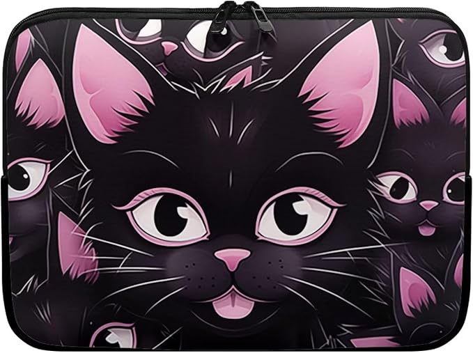 Black Cat Printed Laptop Briefcase for Women Men, Waterproof 13 Inch Laptop Bag Messenger Bag Lightweight Laptop Case for Office Business Traveling Daily Use, Gift for Father
