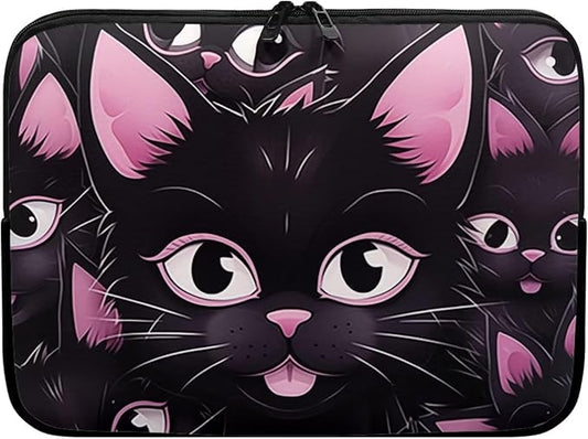 Black Cat Printed Laptop Briefcase for Women Men, Waterproof 13 Inch Laptop Bag Messenger Bag Lightweight Laptop Case for Office Business Traveling Daily Use, Gift for Father