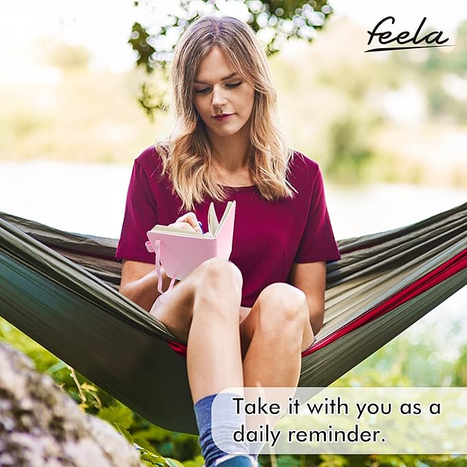 feela 15 Pack Pocket Small Notebooks Bulk, Mini Cute Memo Notepads Hardcover College Ruled Lined Journals with Pen Holder for Women Girls Office School, with 15 Black Pens, 3.5”x 5.5”, A6, Rose Pink