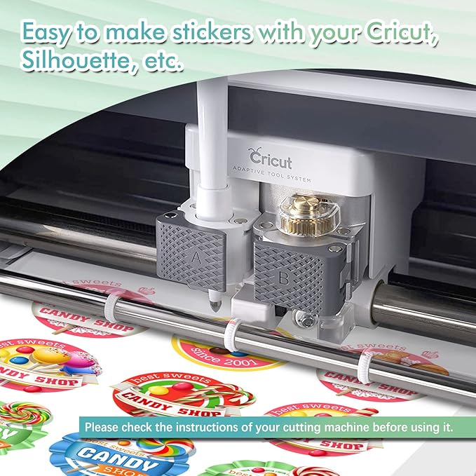 Koala Printable Vinyl Sticker Paper for Inkjet Printer - 100 Sheets Sticker Printer Paper Matte White, Waterproof Sticker Paper 8.5x11 Inch, Work with Cutting Machine