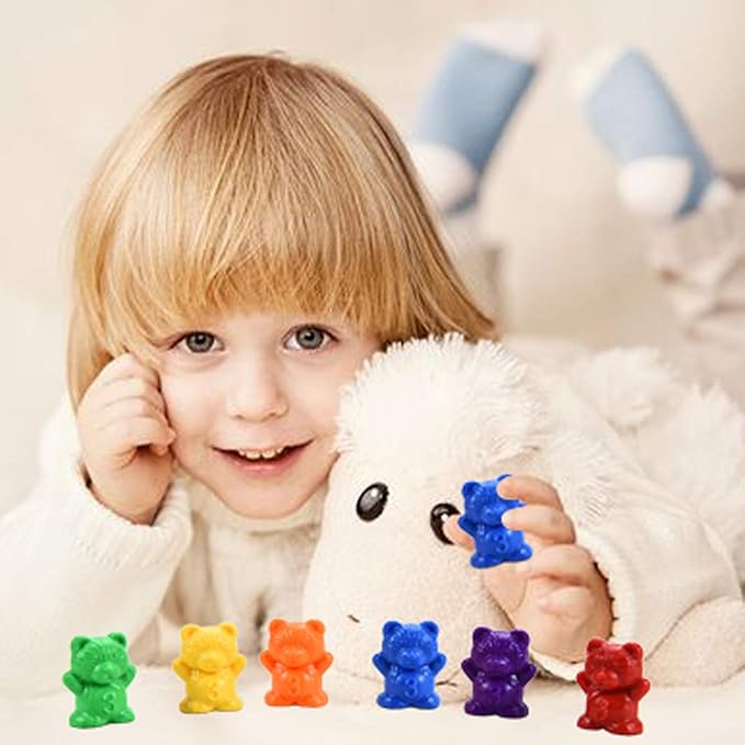 Timoo Colored Counting Bears, 60 PCS Color Sorting Bears (Green & Purple & Blue & Orange & Red & Yellow)