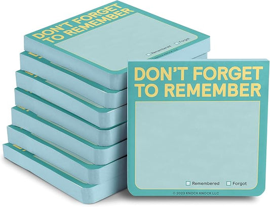 8-Count Knock Knock Don't Forget to Remember Sticky Note Pad, to Do List Notes, 3 x 3-Inches, 100 Sheets Each