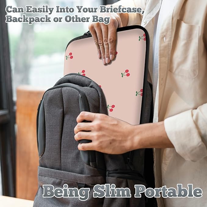 Universal Laptop Sleeve Tablet Case 12 inch, Pink Cherry Slim Carrying Case Durable Handbag Travel Laptop Bag for Surface Pro 9 8 7/Laptop Go 2 3, MacBook Air 11/12